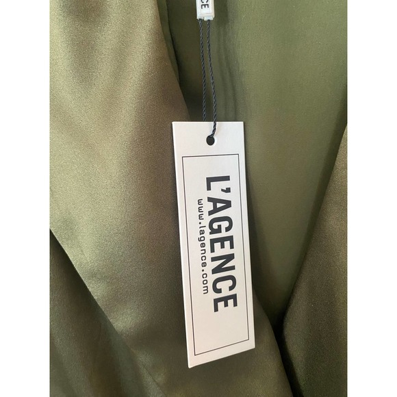 L’AGENCE green satin 3/4 sleeve collard blazer size 2 0063 - Picture 6 of 14